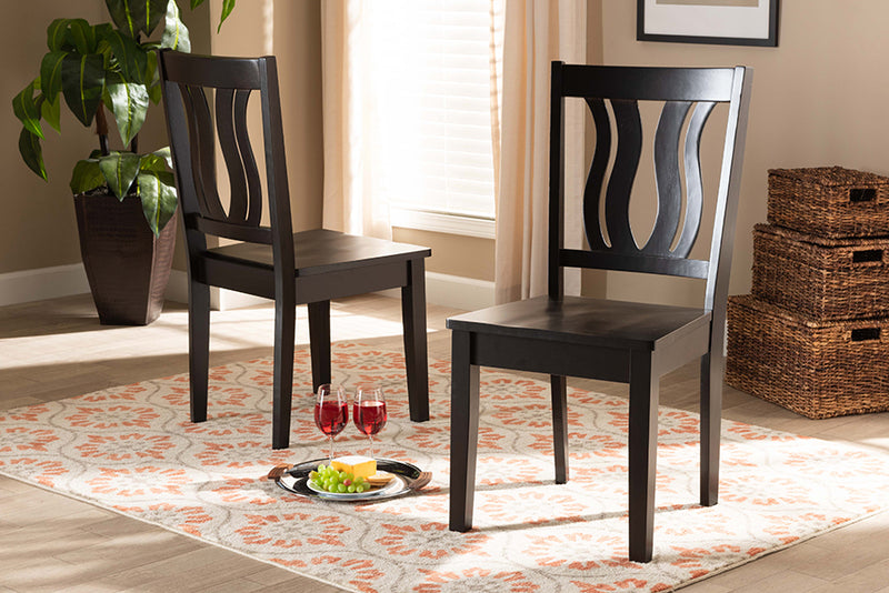 Roald Modern and Contemporary Dark Brown Finished Wood 2-Piece Dining Chair Set