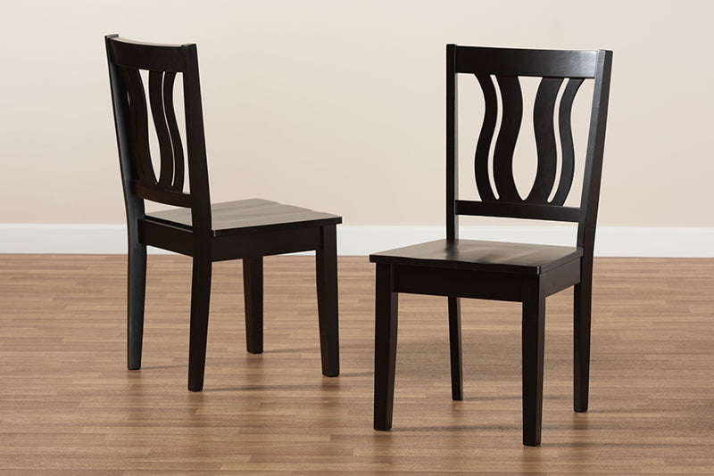 Roald Modern and Contemporary Dark Brown Finished Wood 2-Piece Dining Chair Set