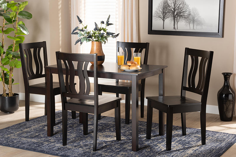 Azura Modern and Contemporary Dark Brown Finished Wood 5-Piece Dining Set