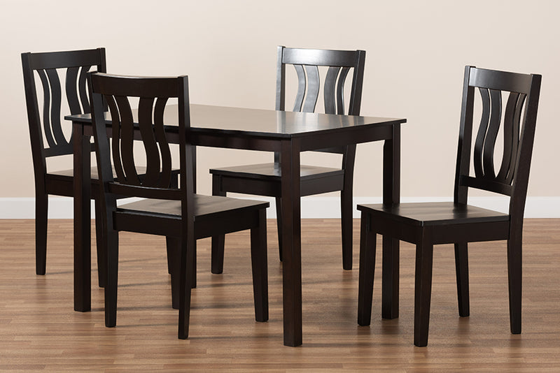 Azura Modern and Contemporary Dark Brown Finished Wood 5-Piece Dining Set