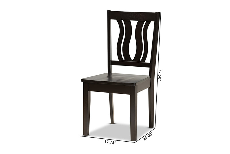 Roald Modern and Contemporary Dark Brown Finished Wood 2-Piece Dining Chair Set