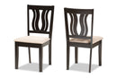 Roald Sand Fabric Upholstered and Dark Brown 2Pc Dining Chair Set Baxton