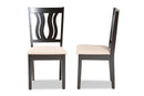Roald Sand Fabric Upholstered and Dark Brown 2Pc Dining Chair Set Baxton