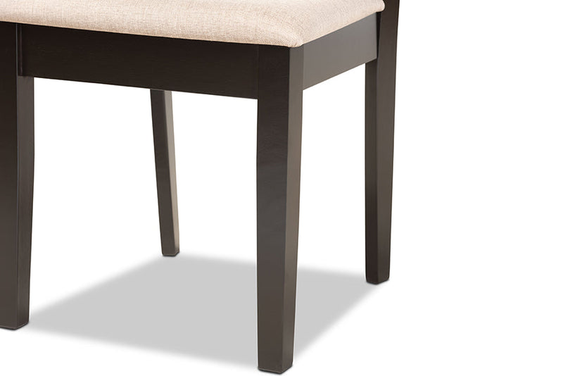 Roald Sand Fabric Upholstered and Dark Brown 2Pc Dining Chair Set Baxton