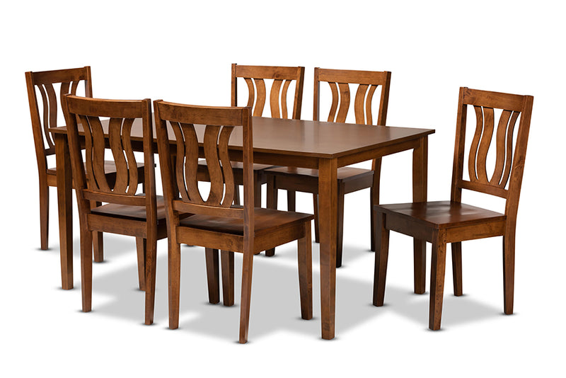 Azura Modern and Contemporary Walnut Brown Finished Wood 7-Piece Dining Set