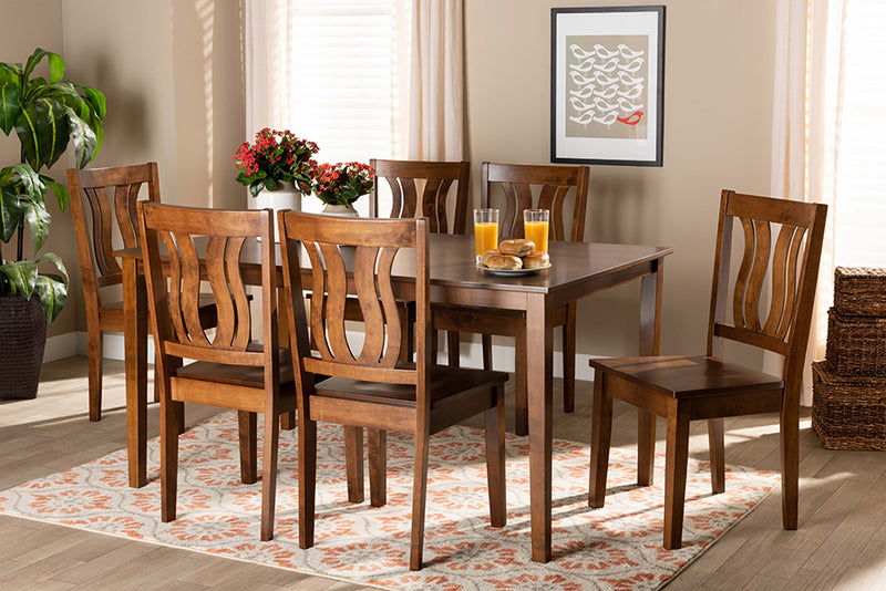 Azura Modern and Contemporary Walnut Brown Finished Wood 7-Piece Dining Set