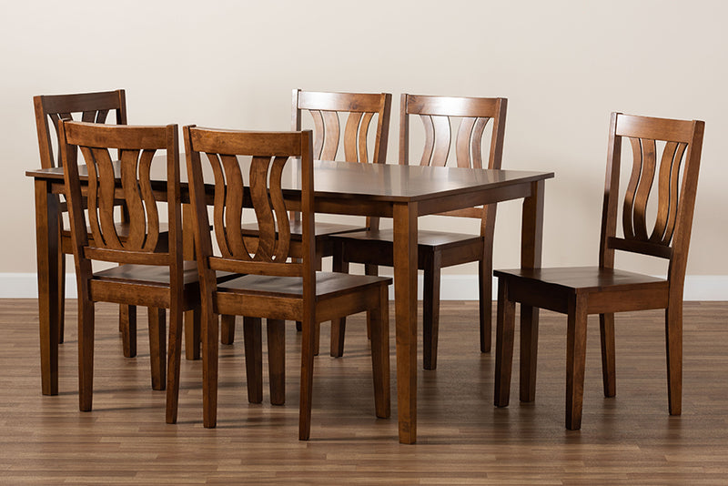 Azura Modern and Contemporary Walnut Brown Finished Wood 7-Piece Dining Set