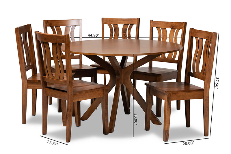 Dallas Modern and Contemporary Walnut Brown Finished Wood 7-Piece Dining Set