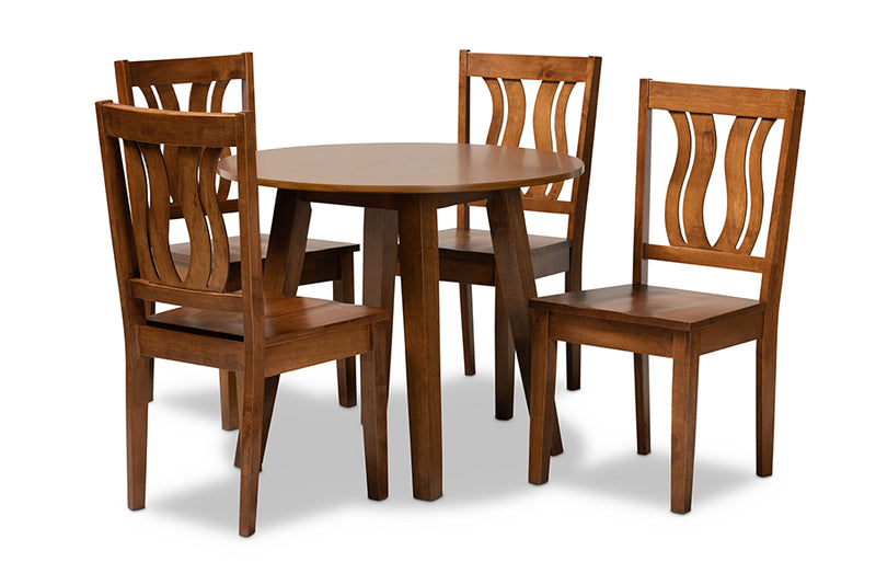 Tania Modern and Contemporary Walnut Brown Finished Wood 5-Piece Dining Set