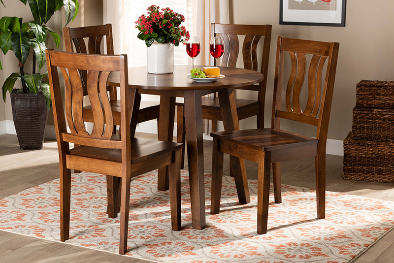 Tania Modern and Contemporary Walnut Brown Finished Wood 5-Piece Dining Set