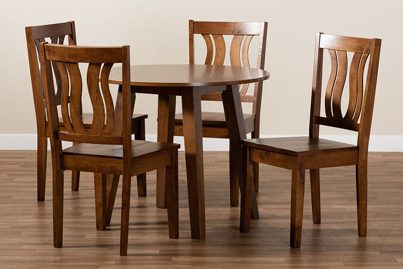 Tania Modern and Contemporary Walnut Brown Finished Wood 5-Piece Dining Set