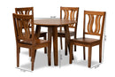 Tania Walnut Brown 5-Piece Dining Set Baxton
