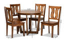 Leni Walnut Brown 5-Piece Dining Set Baxton