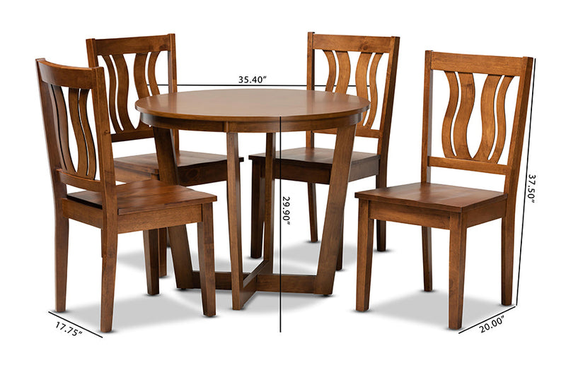 Leni Walnut Brown 5-Piece Dining Set Baxton