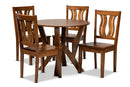 Baden Walnut Brown 5-Piece Dining Set Baxton
