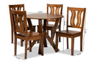 Baden Walnut Brown 5-Piece Dining Set Baxton