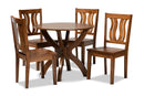 Elina Walnut Brown 5-Piece Dining Set Baxton