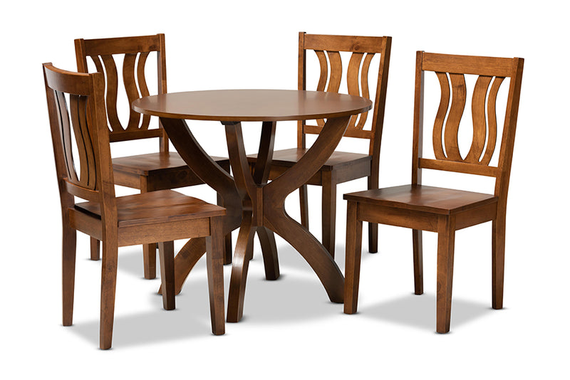 Elina Modern and Contemporary Walnut Brown Finished Wood 5-Piece Dining Set