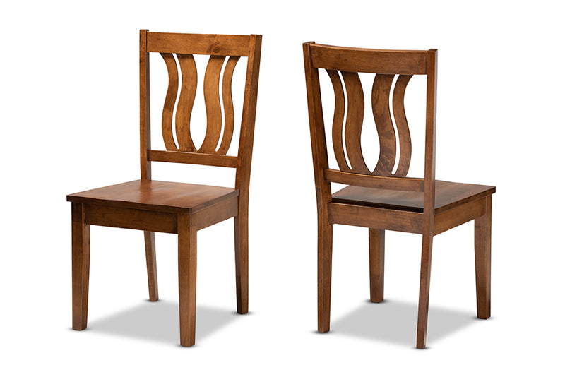 Roald Modern and Contemporary Walnut Brown Finished Wood 2-Piece Dining Chair Set