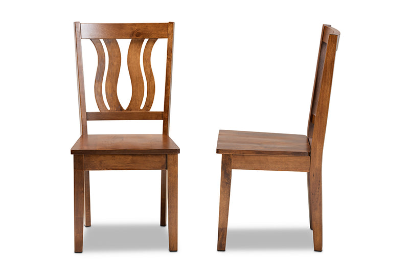 Roald Modern and Contemporary Walnut Brown Finished Wood 2-Piece Dining Chair Set