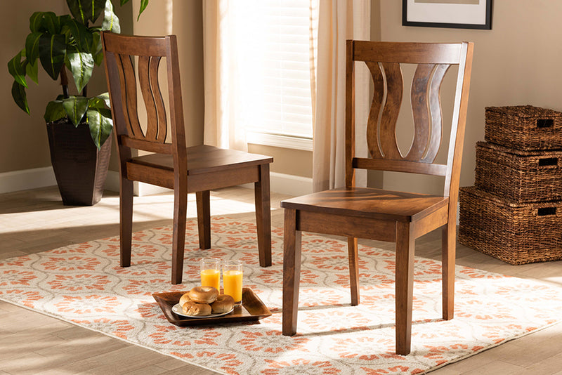 Roald Modern and Contemporary Walnut Brown Finished Wood 2-Piece Dining Chair Set