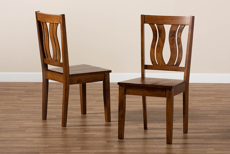 Roald Modern and Contemporary Walnut Brown Finished Wood 2-Piece Dining Chair Set