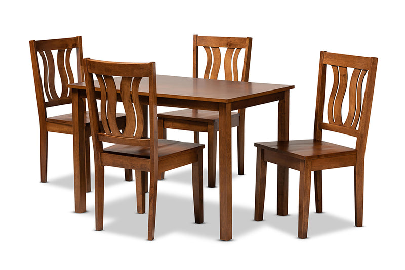 Azura Modern and Contemporary Walnut Brown Finished Wood 5-Piece Dining Set