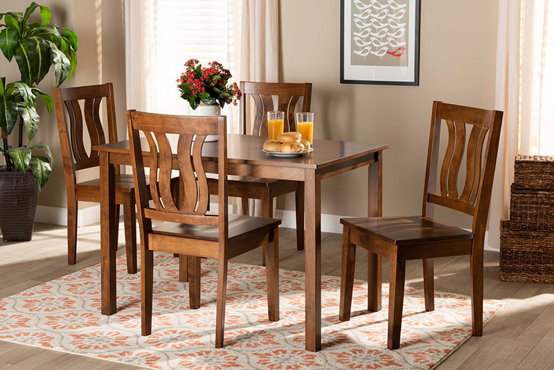 Azura Modern and Contemporary Walnut Brown Finished Wood 5-Piece Dining Set