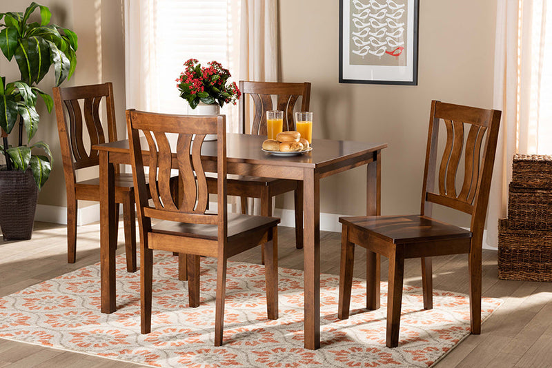 Azura Walnut Brown 5-Piece Dining Set Baxton