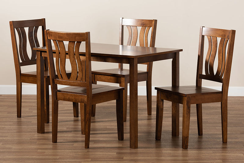 Azura Walnut Brown 5-Piece Dining Set Baxton