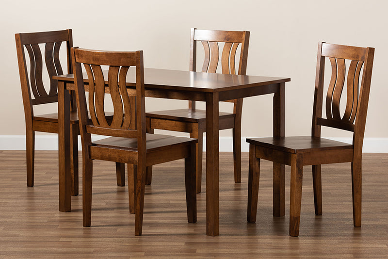 Azura Modern and Contemporary Walnut Brown Finished Wood 5-Piece Dining Set