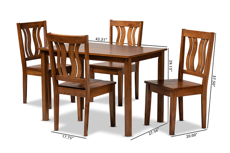 Azura Modern and Contemporary Walnut Brown Finished Wood 5-Piece Dining Set