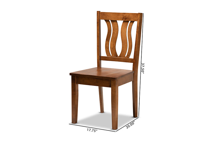 Roald Modern and Contemporary Walnut Brown Finished Wood 2-Piece Dining Chair Set