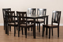 Azura Two-Tone Dark Brown and Walnut Brown 7-Piece Dining Set Baxton