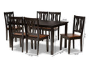 Azura Two-Tone Dark Brown and Walnut Brown 7-Piece Dining Set Baxton