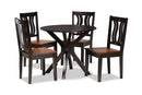 Dallas Two-Tone Dark Brown and Walnut Brown 5-Piece Dining Set Baxton