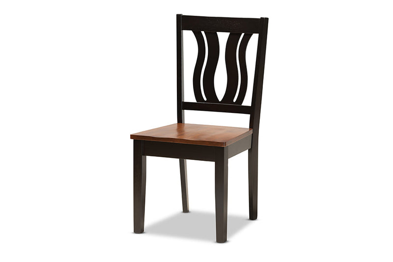 Dallas Two-Tone Dark Brown and Walnut Brown 5-Piece Dining Set Baxton