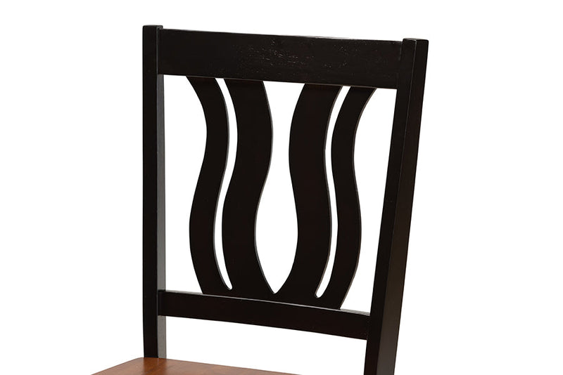 Dallas Two-Tone Dark Brown and Walnut Brown 5-Piece Dining Set Baxton