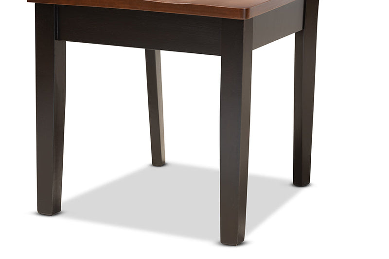Dallas Two-Tone Dark Brown and Walnut Brown 5-Piece Dining Set Baxton