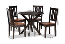 Dallas Two-Tone Dark Brown and Walnut Brown 5-Piece Dining Set Baxton