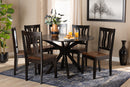 Dallas Two-Tone Dark Brown and Walnut Brown 7-Piece Dining Set Baxton