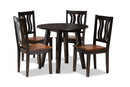 Tania Two-Tone Dark Brown and Walnut Brown 5-Piece Dining Set Baxton