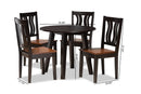 Tania Two-Tone Dark Brown and Walnut Brown 5-Piece Dining Set Baxton