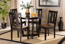 Leni Two-Tone Dark Brown and Walnut Brown 5-Piece Dining Set Baxton