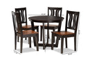 Leni Two-Tone Dark Brown and Walnut Brown 5-Piece Dining Set Baxton