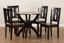 Elina Two-Tone Dark Brown and Walnut Brown 5-Piece Dining Set Baxton