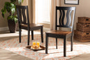 Roald Two-Tone Dark Brown and Walnut Brown 2Pc Dining Chair Set Baxton
