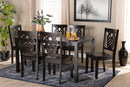 Kim Dark Brown 7-Piece Dining Set Baxton
