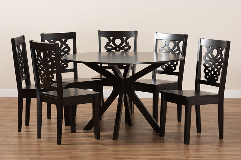 Racquel Dark Brown 7-Piece Dining Set Baxton