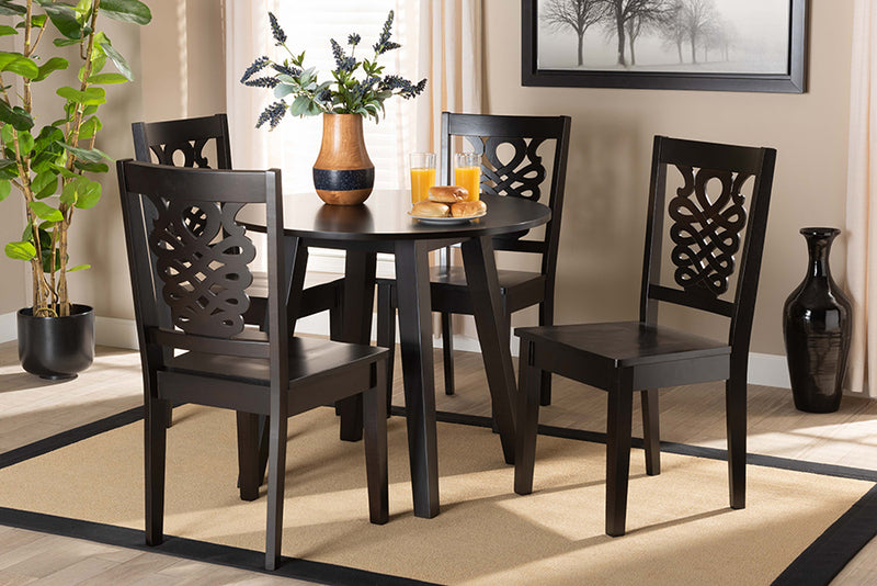 Sahar Modern and Contemporary Dark Brown Finished Wood 5-Piece Dining Set